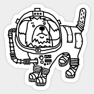 Astronaut Space General SciFi Dog Line Drawing Sticker